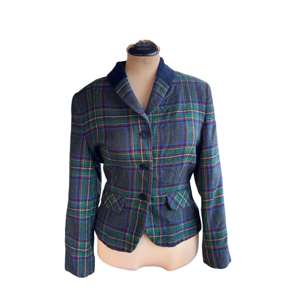 Vintage Wool Blazer Sz. 8 - Plaid, Tartan, Punk, Preppy, Corpcore, Office Siren
